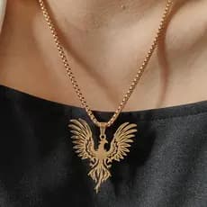 Novo Conjunto de Colar e Chaveiro Firebird Phoenix - Acessório de Moda Criativo e Ousado de Estilo Nacional.