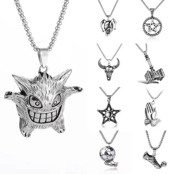 Colar de aço inoxidável estilo hip-hop com pingente hexagrama para homens, acessório de pingente personalizado, moderno