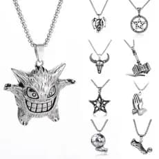 Colar de aço inoxidável estilo hip-hop com pingente hexagrama para homens, acessório de pingente personalizado, moderno