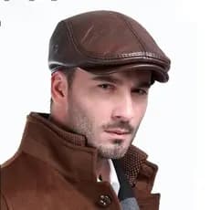 Alta Qualidade Primeira Camada De Couro De Vaca Boné Plano Primavera Boinas Masculino Quente Proteção De Ouvido 100 % Ge