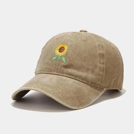 Bonés De Beisebol Unissex Jeans Vintage Moda Girassol Bordado Feminino Boné De Caminhoneiro Ajustável Lavado Snapback Hi