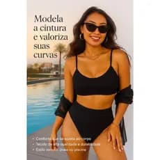 Biquíni Com Bojo Calcinha Moda Gringa Praia Cintura Alta Pala Larga Canelado Top Meia Taça Positano