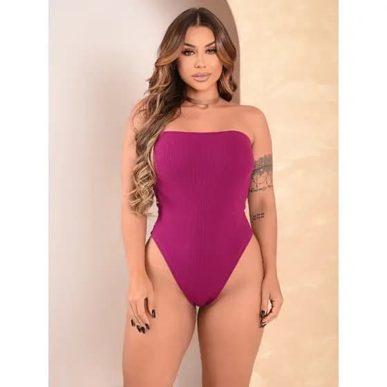 Body Tomara Que Caia Estilo Maio Casual Verão Com Bojo Modelador Versátil Canelado Sem Alça Anarruga Blogueira