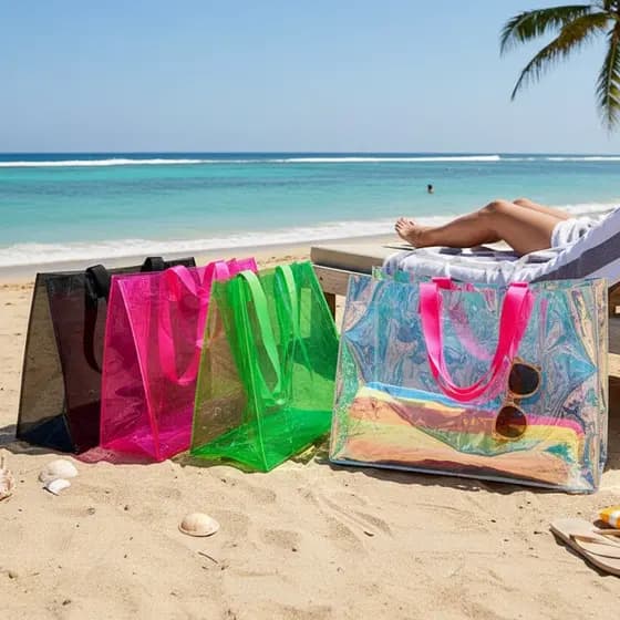 Bolsa plástica em PVC. Sacolas transparentes para acessórios, kits e brindes.