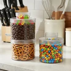 Kit de Potes de Acrílico Empilháveis, Ideal para Temperos, Alimentos e Acessórios.