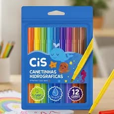 Kit 1/2/3 Estojos Canetinha CIS Hidrocor 12 Cores Lavável Atóxica Escolar Infantil Desenho e Pintura