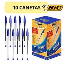 Kit 10 Canetas Esferográfica Cristal 1.0 Média Bic Original Transparente Azul Preta Vermelha