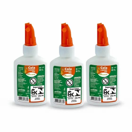 Kit 3 Colas Líquida Branca 40 Gramas Leonora