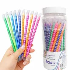 Kit 10 Canetas Esferográficas Wow 0.7mm Coloridas Branco Escolar Escritório Leo&Leo