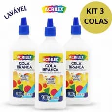 Cola Escolar Branca Líquida Acrilex 100g Não Tóxica e Lavável