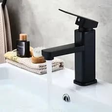 Torneira Para Banheiro Lavabo Cuba Luxo Moderna Preta e Cromada