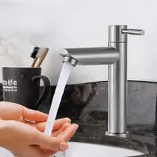 Torneira para banheiro 304 inox metal bancada Torneira Premium Moderna fria simples para lavatório