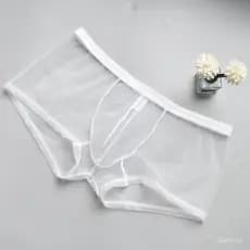 Roupa íntima de gaze ultra-fina, roupa íntima masculina respirável, cuecas boxer masculinas transparentes e sensuais.