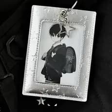 Porta-Cartões Decorativo em Couro PU, Porta-Cartões de Fotos de Ídolos Kpop, Chaveiro, Pingente para Exibição de Fotos e