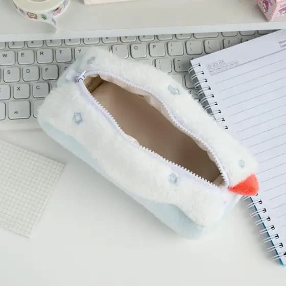 Estojo de Lápis Decorativo em Forma de Rolo Suíço, Cor Creme, Grande Capacidade, Bolsa de Armazenamento para Estudantes