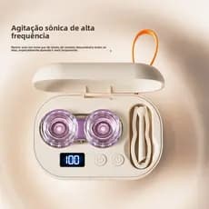 Limpador de lentes de contato portátil, caixa de lentes de contato cosméticas, enxágue automático sônico, ferramenta úti