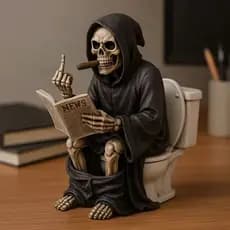 Novo artesanato em resina dedo médio vaso sanitário estátua da morte ornamentos decorações de Halloween