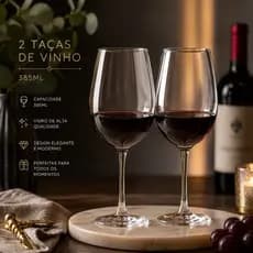Jogo 2 Taças Vidro De Vinho Agua 385 ML Cor Transparente