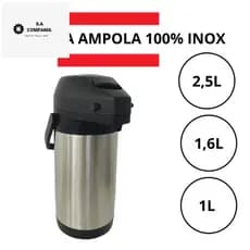 Garrafa Térmica de Inox Madri Ampola de Inox Com Alavanca Unitermi