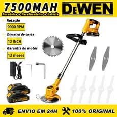 Roçadeira Aparador De Gramas Profissional 21v Duas 2 Baterias Multifuncional 3 em 1 22000RPM