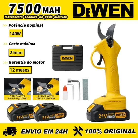 Tesoura Elétrica De Poda Jardim Sem Fio Com 2 Baterias Podagem Carpintaria Portátil