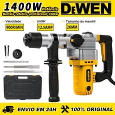 Martelete Rotativo Rompedor 4 em 1 4950 RPM Mandril Bivolt para Perfuração e Martelamento Com Kit e Maleta