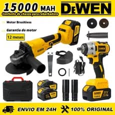 Kit Esmerilhadeira Angular Chave de Impacto Bateria 88V Com Maleta e Acessórios
