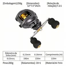 Carretilha de Pesca Marine Sports 7.2:1 Alta Velocidade Arrasto 10kg 12 Rolamentos Inox Corpo em Alumínio CNC