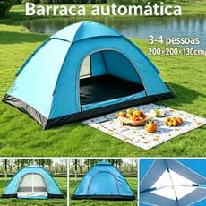 Barraca Automática 3-4 Pessoas Lançamento Rápido Proteção UV Azul 200*200*130cm