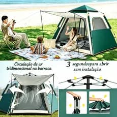 Barraca Hexagonal Automática 3-5 Pessoas Dupla Camada Oxford Prateado 210D
