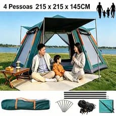 Barraca Automática 4 Pessoas Proteção UV Janelas Grandes Leve Impermeável Portátil para Acampamento Praia Piquenique
