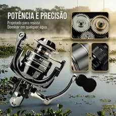 Molinete de Pesca Profissional 18+1 Rol 5.2:1 Carretel Metal Água Doce/Salgada Max Arraste 8-9KG Pescaria Rio Mar