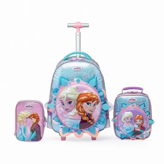 Kit Mochila Rodinhas Frozen Escolar Infantil Lancheira Estojo