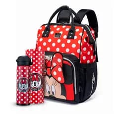 Kit Mochila Maternidade Garrafa Minnie Resistente Disney