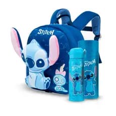 Kit Mochila Garrafa Infantil Disney Stitch Escolar Passeio Menina