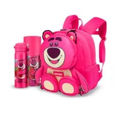 Kit Mochila Infantil Garrafa Urso Lotso Toy Story Escolar Passeio Disney