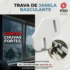 Trava Limitadora de Janela Basculante / Correr - Proteção Pet, Gatos, Crianças e Chuva - Encaixe Fácil Sem Furos (PRD)