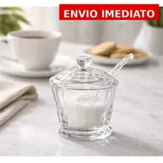 Pote Açucareiro de Vidro 190ml com Tampa e Colher – Design Elegante
