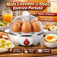 Mini Cozedor de Ovos Elétrico Portátil | Faz Ovos Cozidos em Minutos | Prático e Compacto