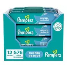 Lenços Umedecidos Pampers Cuidado De Bebê 576 Unidades