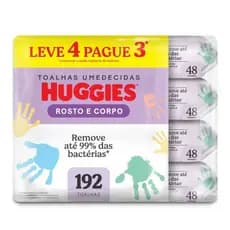 Lenços Umedecidos Huggies Rosto E Corpo Limpeza Leve 4 Pague 3 - 192 Unidades