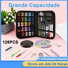 Kit Costura Portátil 128 Peças Bolsa Zíper Acessórios Costura para Casa Viagem Emergência Artesanato