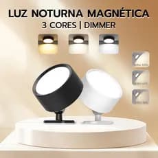 Luminária de Parede LED Toque Recarregável USB 360° Rotativo 3 Tons Luz Arandela Spot Cabeceira Sem Fio Controle Remoto