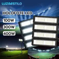 KIT 2 Refletor 100W/300W/400W Holofote LED IP67 Alta Lumen-Iluminação Externa, Estádio,Tunel e Industrial