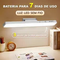 Luminária LED Inteligente Recarregável USB Type-C com Controle Remoto e Base Magnética 3 CCT Portátil