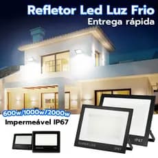 Refletor LED 600W 1000W 2000W à Prova D'Água IP67 Bivolt Luz Branca Fria Externa Potente Econômico