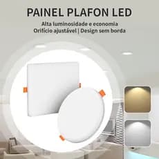 Painel Borda Infinita Redondo/Quadrado 2 IN 1 Embutido Sobrepor 24W/32W Branco Frio/Quente