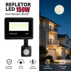 Refletor LED 100W com Sensor de Presença | Holofote LED Externo Branco Frio Bivolt IP66 à Prova d’Água