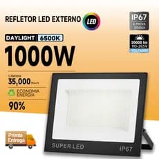 Refletor LED 1000W Holofote Super Potente Bivolt IP67 Impermeável Luz Branca Econômico para Uso Externo
