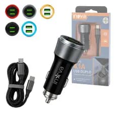 Carregador Veicular 12V TURBO 02 Portas USB 4.1A Cabo TIPO-C INOVA GL23-C